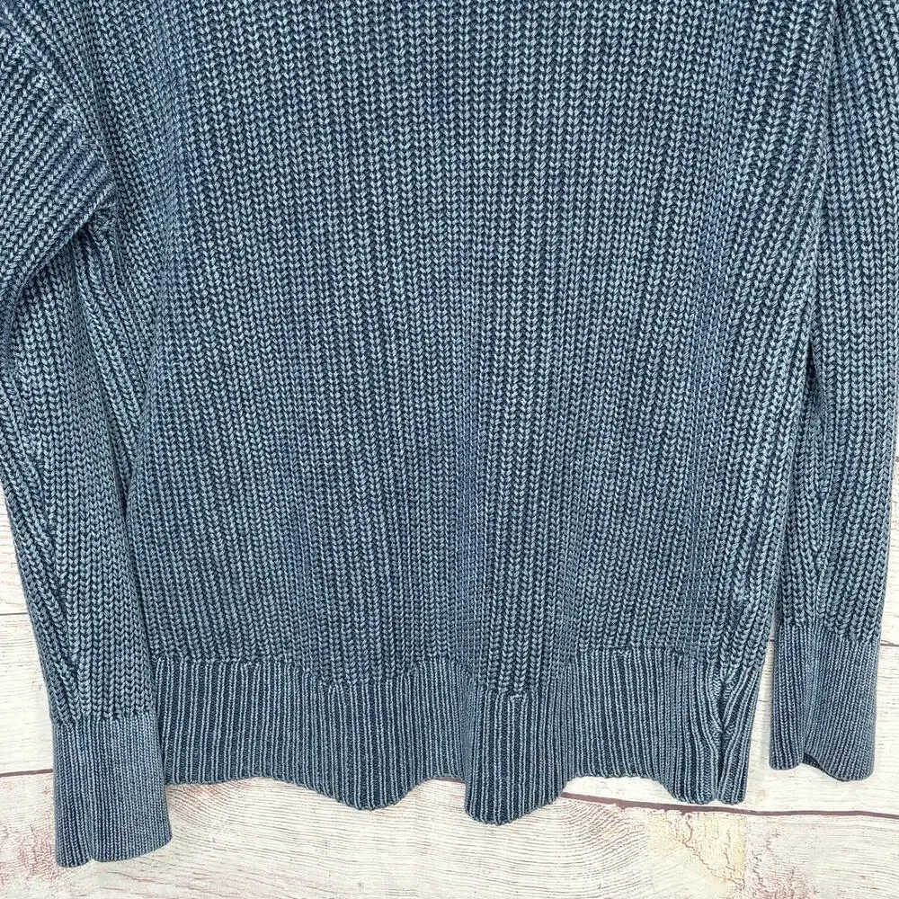 Aerie 100% Cotton Ribbed Blue Oversized Soft V Neckline Pullover Sweater Small